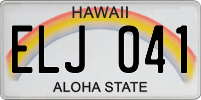 HI license plate ELJ041
