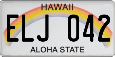 HI license plate ELJ042