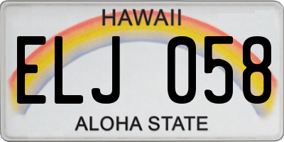 HI license plate ELJ058