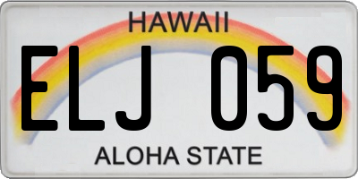 HI license plate ELJ059