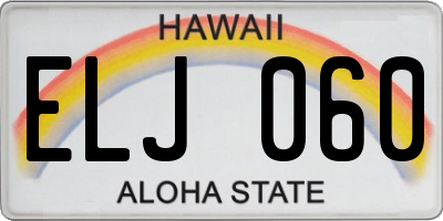HI license plate ELJ060