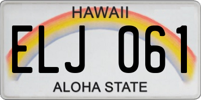 HI license plate ELJ061