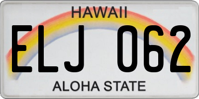 HI license plate ELJ062