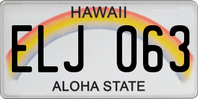 HI license plate ELJ063
