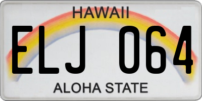 HI license plate ELJ064
