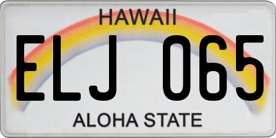 HI license plate ELJ065