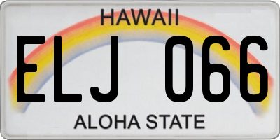 HI license plate ELJ066