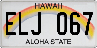 HI license plate ELJ067