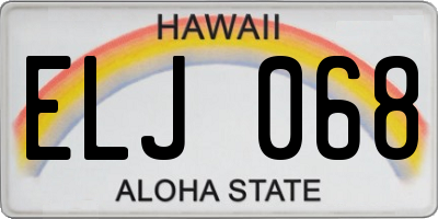 HI license plate ELJ068