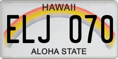 HI license plate ELJ070