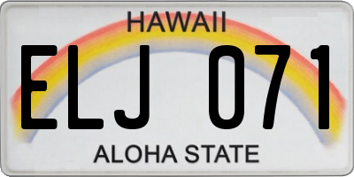 HI license plate ELJ071
