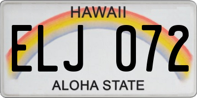 HI license plate ELJ072