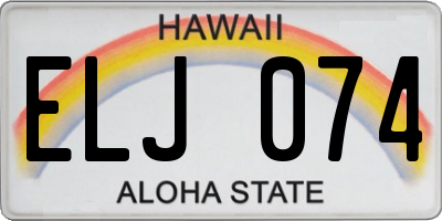 HI license plate ELJ074