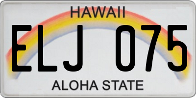 HI license plate ELJ075
