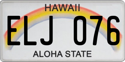 HI license plate ELJ076