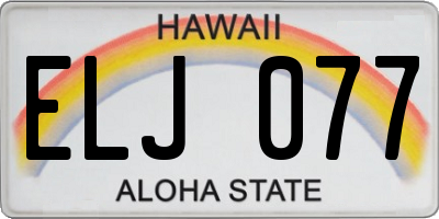 HI license plate ELJ077