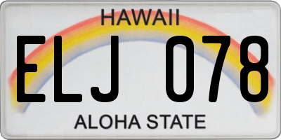 HI license plate ELJ078