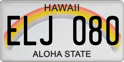 HI license plate ELJ080
