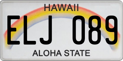HI license plate ELJ089