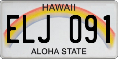 HI license plate ELJ091