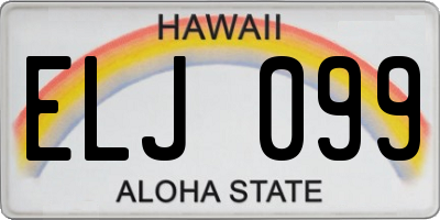 HI license plate ELJ099