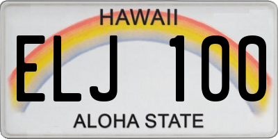 HI license plate ELJ100