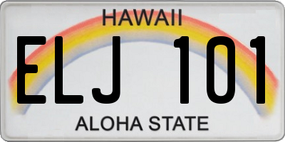 HI license plate ELJ101