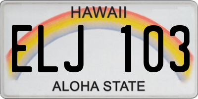 HI license plate ELJ103
