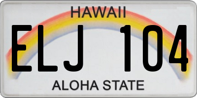 HI license plate ELJ104