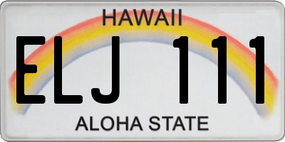 HI license plate ELJ111