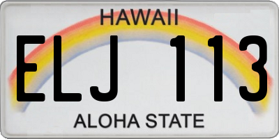 HI license plate ELJ113