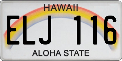 HI license plate ELJ116