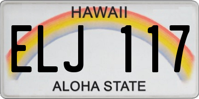 HI license plate ELJ117