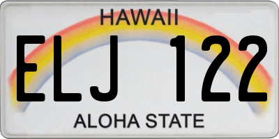 HI license plate ELJ122