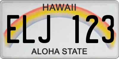 HI license plate ELJ123