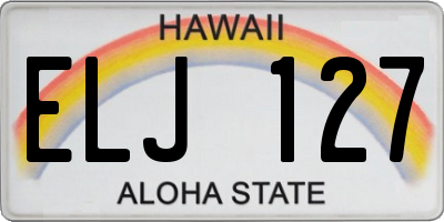 HI license plate ELJ127