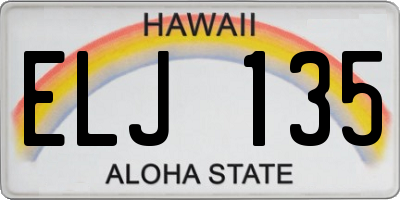 HI license plate ELJ135