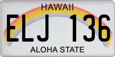 HI license plate ELJ136