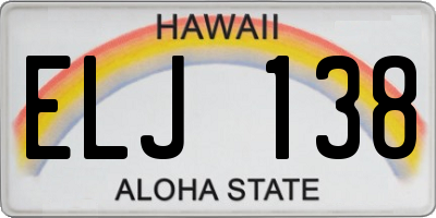 HI license plate ELJ138