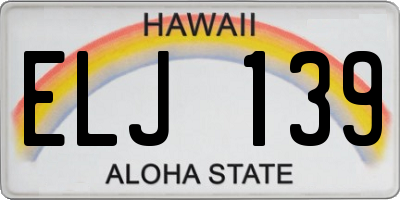 HI license plate ELJ139