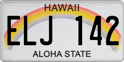 HI license plate ELJ142