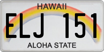 HI license plate ELJ151