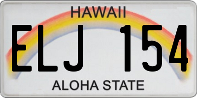 HI license plate ELJ154