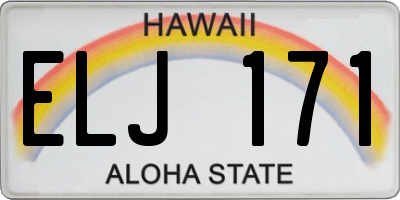 HI license plate ELJ171