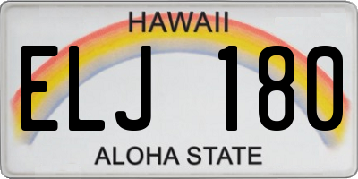 HI license plate ELJ180