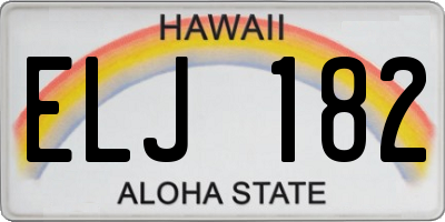 HI license plate ELJ182