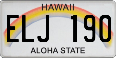HI license plate ELJ190
