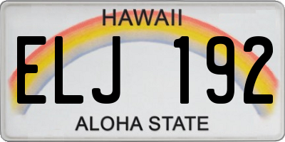 HI license plate ELJ192