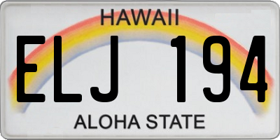 HI license plate ELJ194