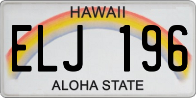 HI license plate ELJ196